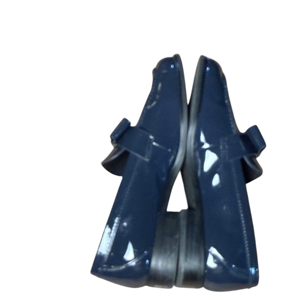 STUART WEITZMAN navy patent leather bow loafers womens  7B classic preppy chic - Picture 8 of 9